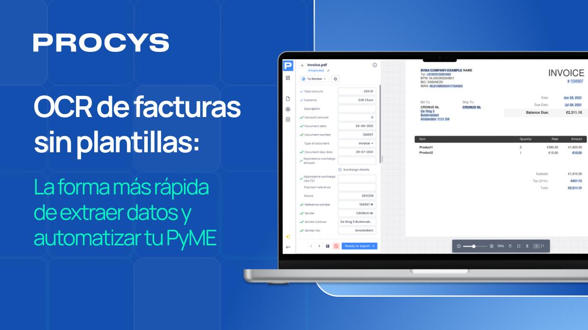 OCR de facturas sin plantillas: la forma más rápida de extraer datos y automatizar tu PyME
