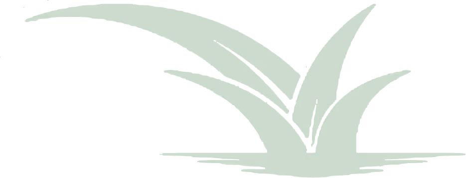 Simple green grass blades icon on a transparent background.