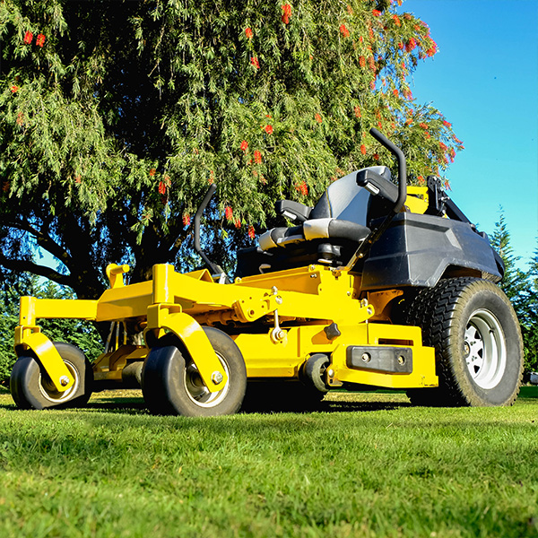 From The Soil crew mowing a residential lawn in Cincinnati, Ohio