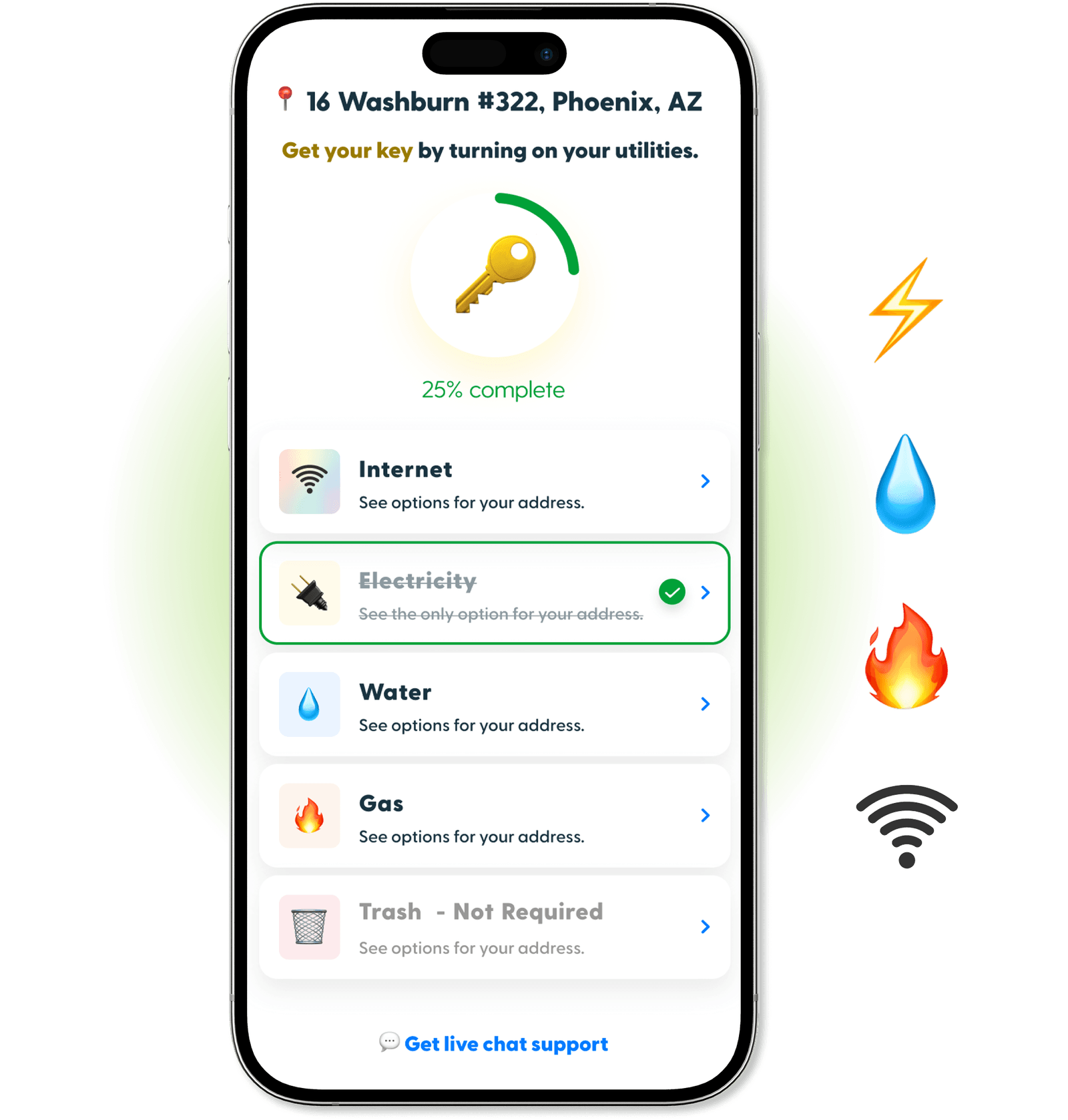 Tenant utility setup experience on mobile