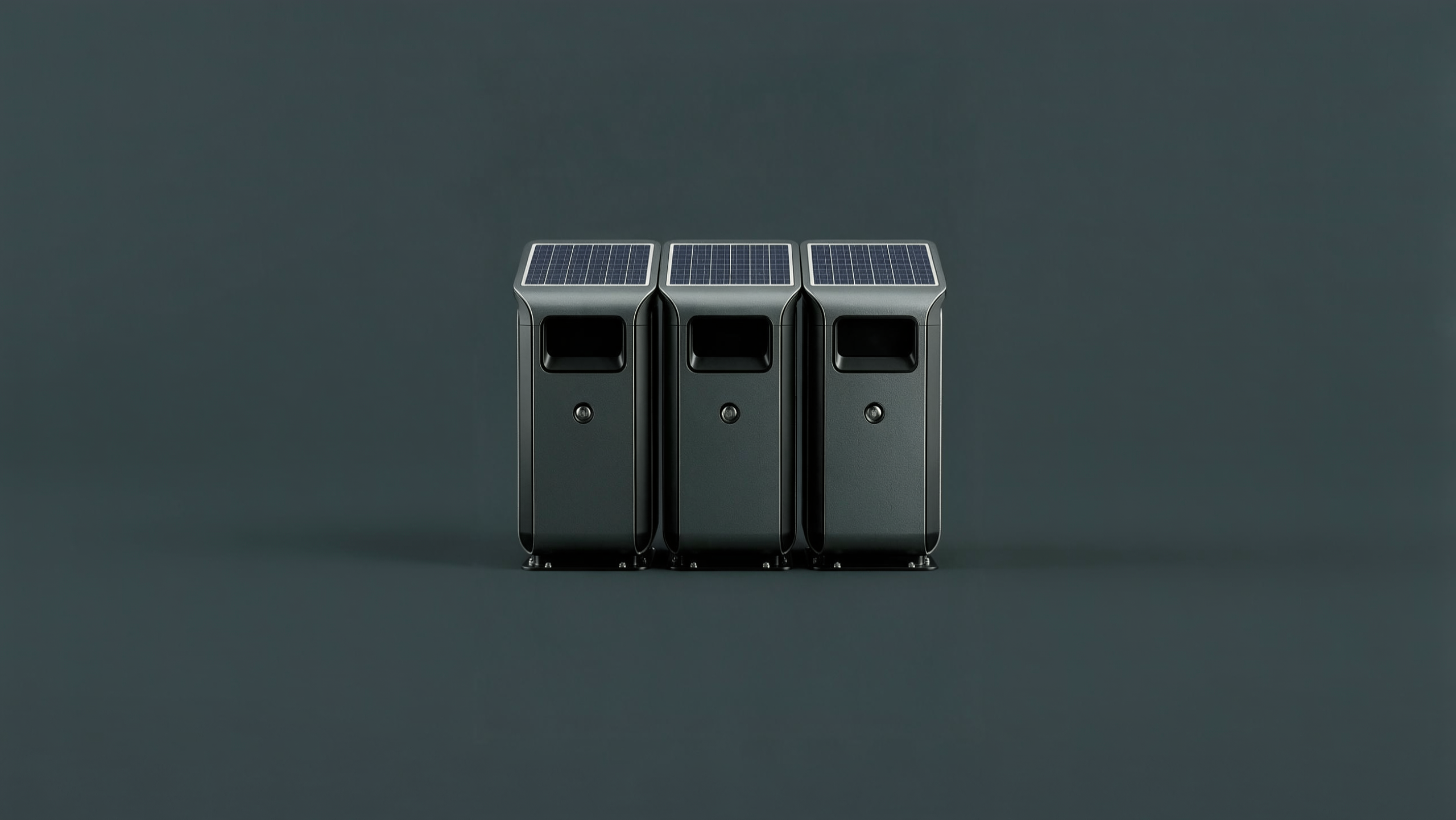 Three Smart Bin return stations for reusable packaging, side by side