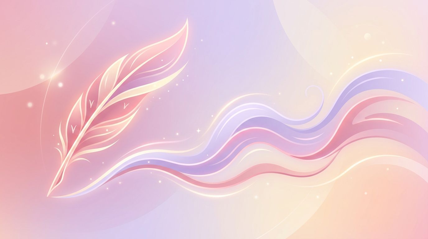Abstrakte Illustration einer Feder mit fließenden Tintenlinien – Symbolbild KI Gedicht Generator von Mindverse