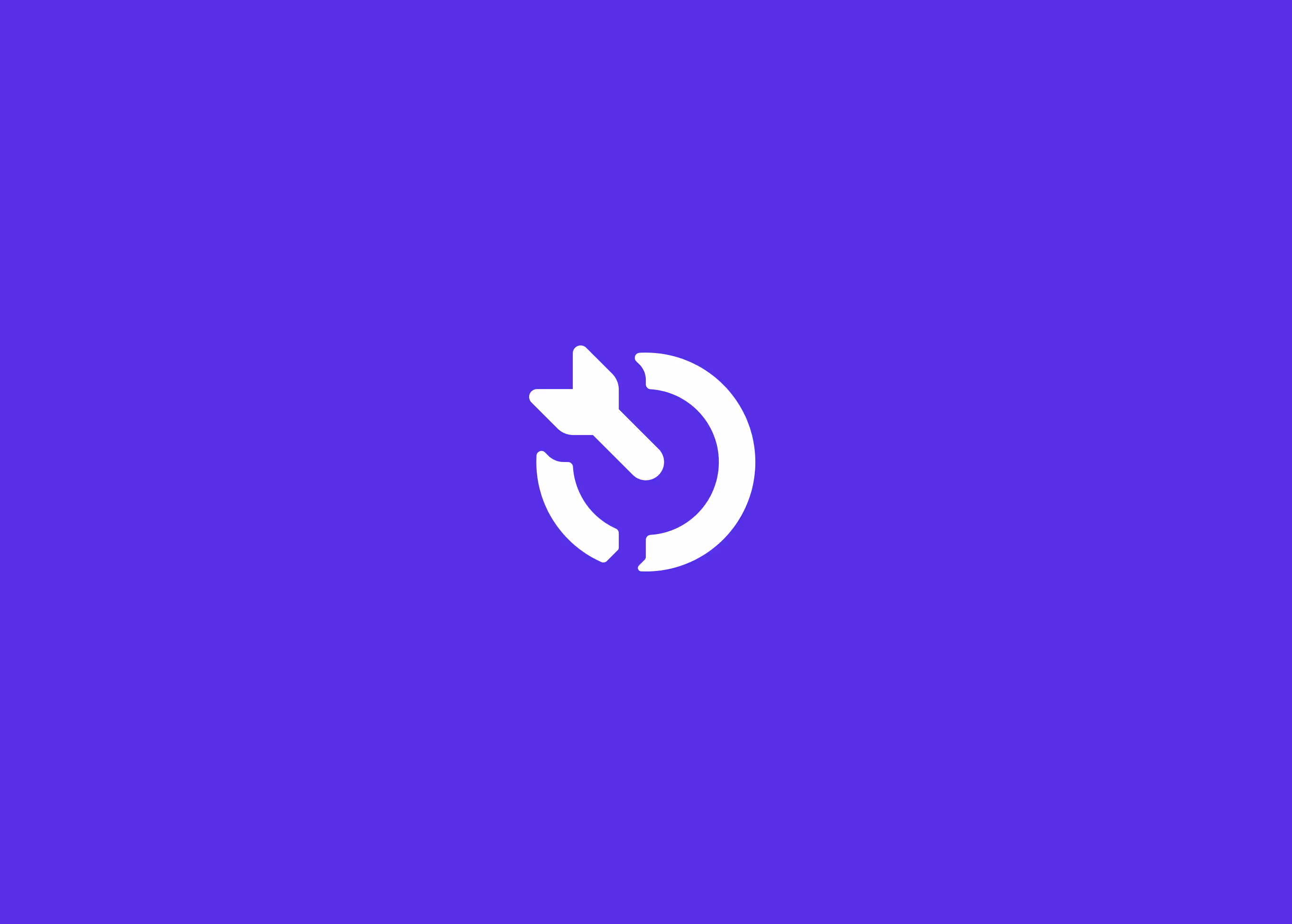 Dart symbol, white on a purple background
