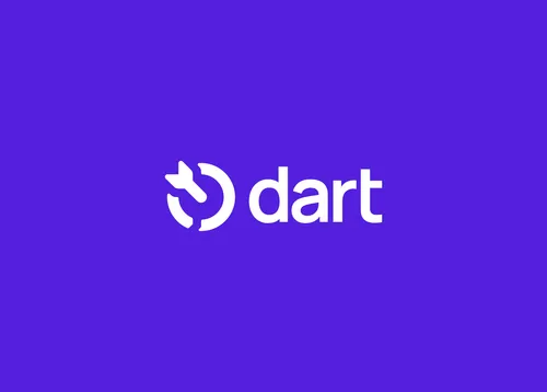 Dart logo, white on a purple background