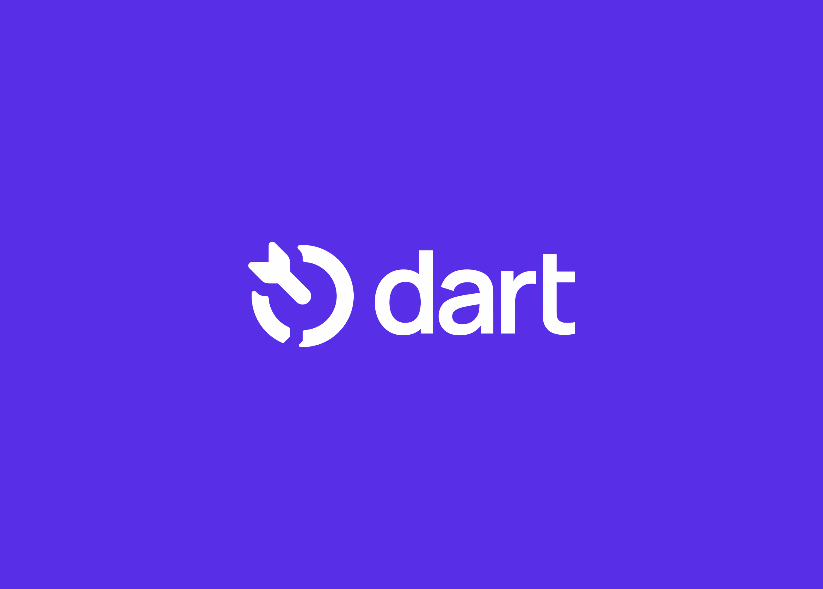 Dart logo, white on a purple background