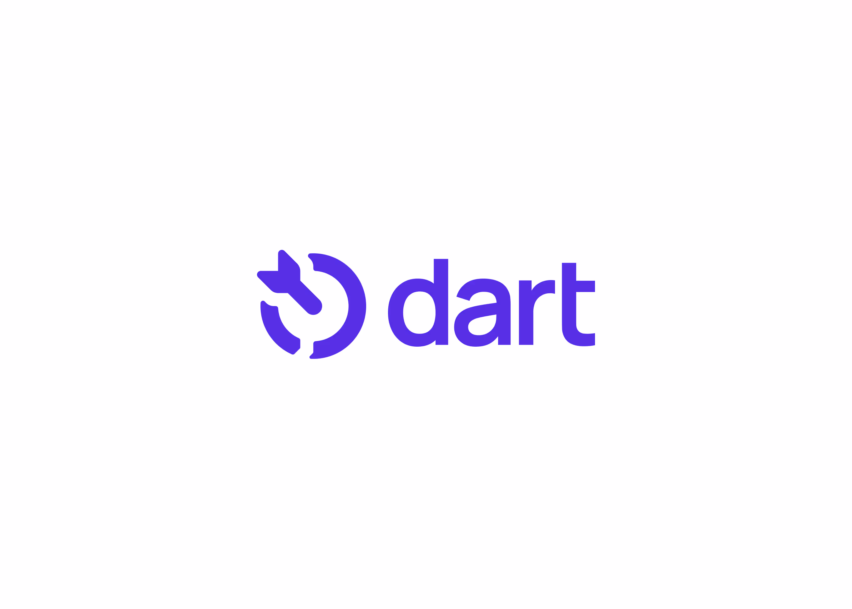 Dart logo, white on a purple background