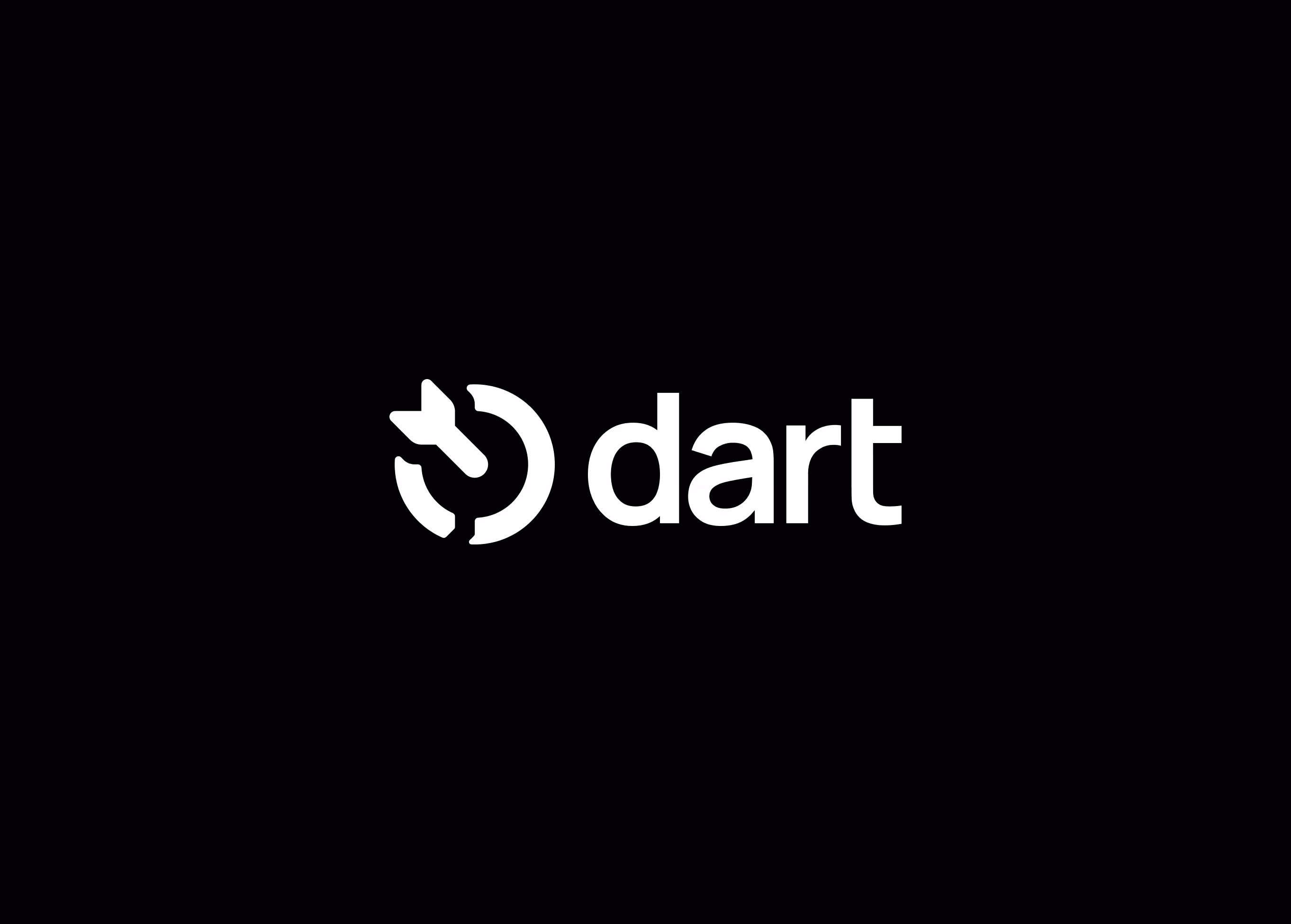 Dart logo, white on a black background