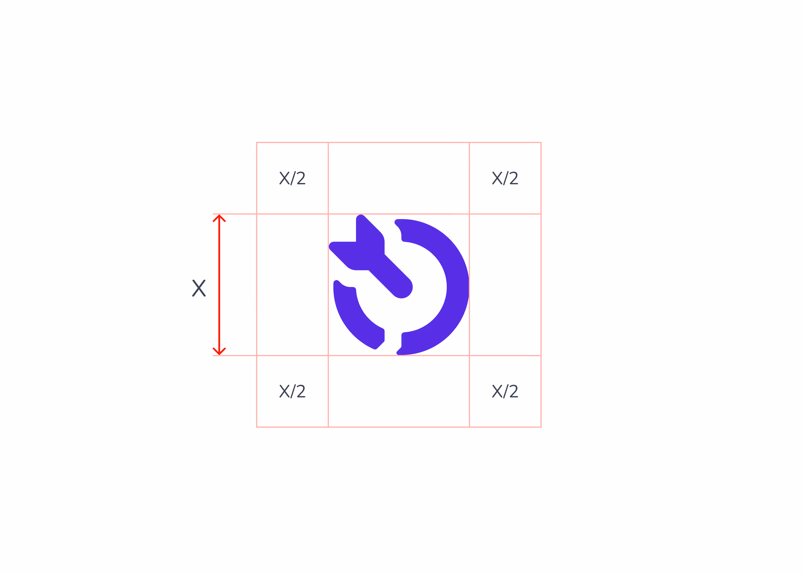 Dart symbol with clearance marked around it