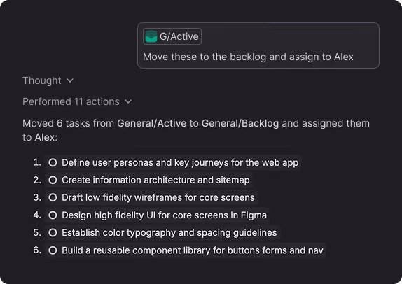 Image of an AI document editor in Dart Project management tool