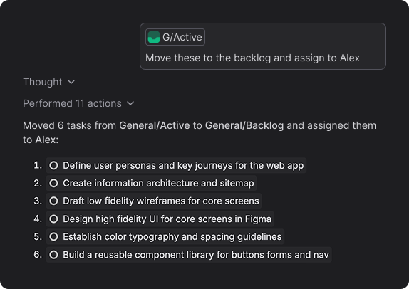Image of an AI document editor in Dart Project management tool