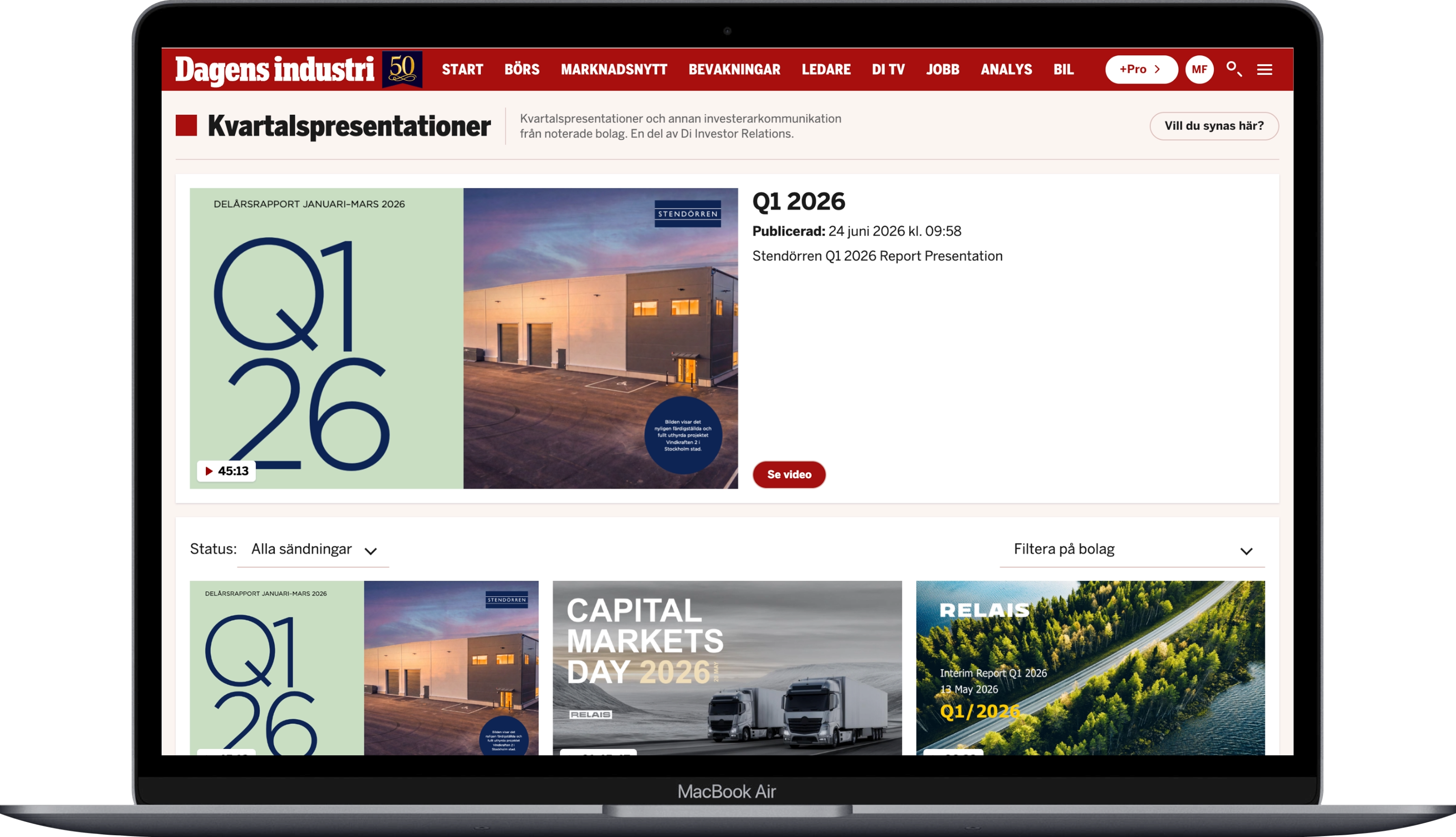 Dagens industris nya IR-plattform stärker synligheten för börsnoterade bolag