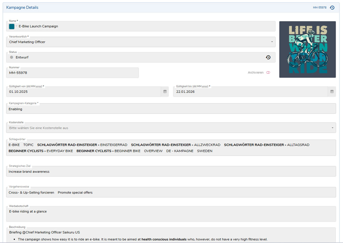 Blick in ein Kampagnen-Template