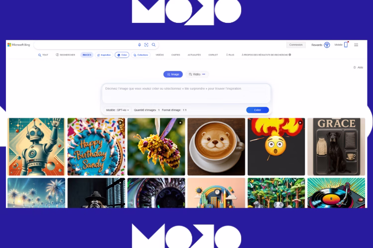 Capture de l'outil IA générateur d'image, Bing image creator