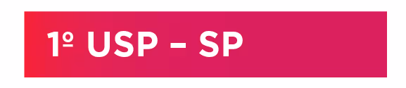 Banner with text '1º USP - SP' in bold white letters on a red gradient background.