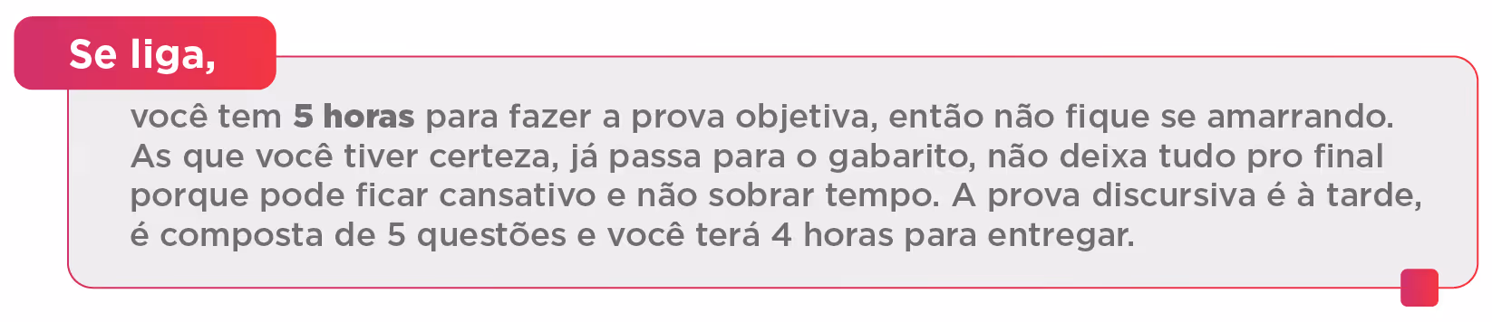 Instruction about exam timing: 5 hours for objective test, then 4 hours for 5-question essay.