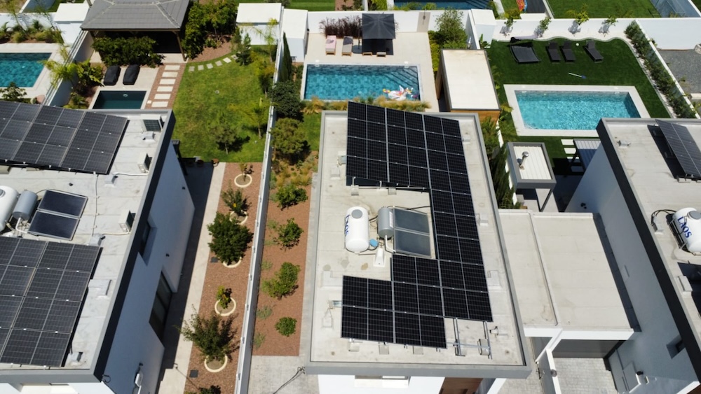 aerial view of our photovoltaic solar panel installation in tala pahos