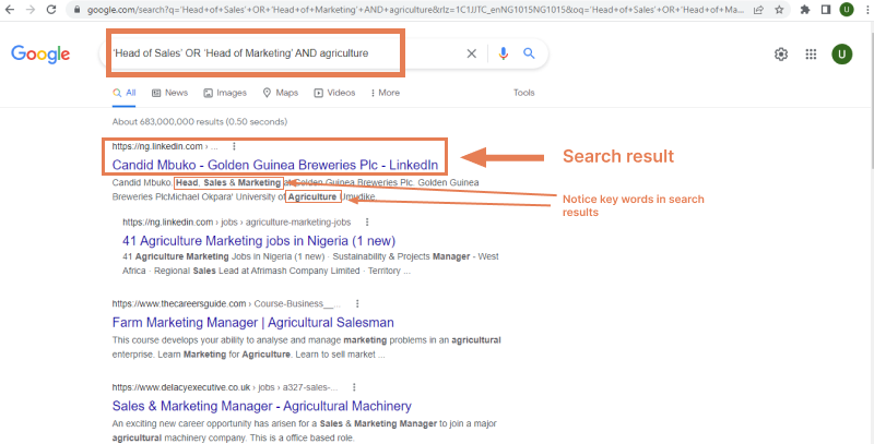 Boolean search on Google to find LinkedIn Profile