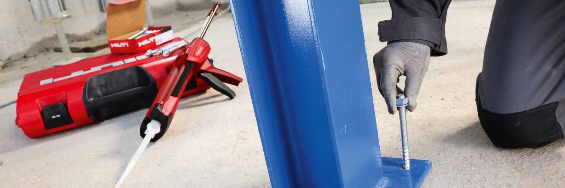 Hand using a Hilti tool