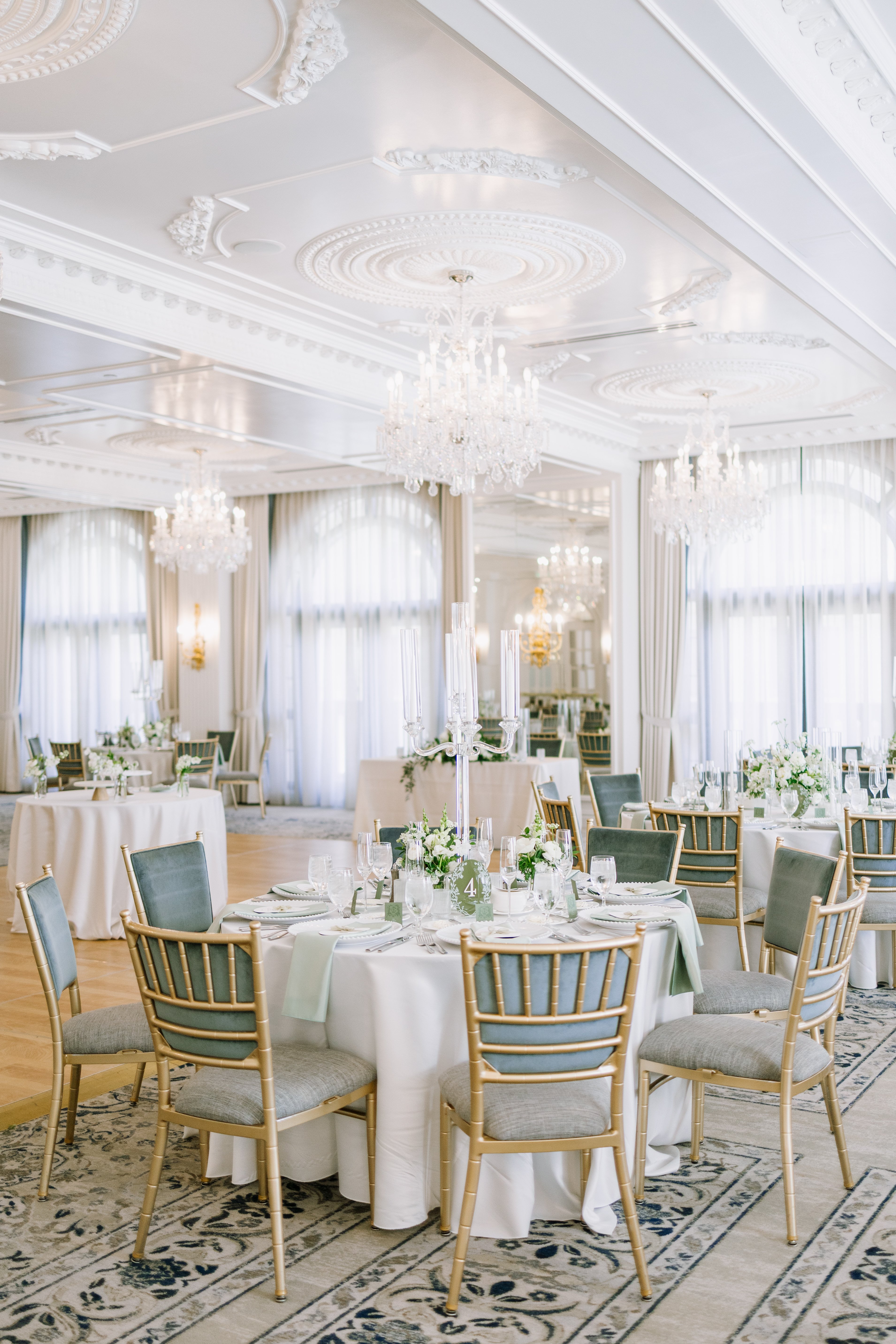 reception decor and flowers at wedding at the carmichael hotel carmel indiana