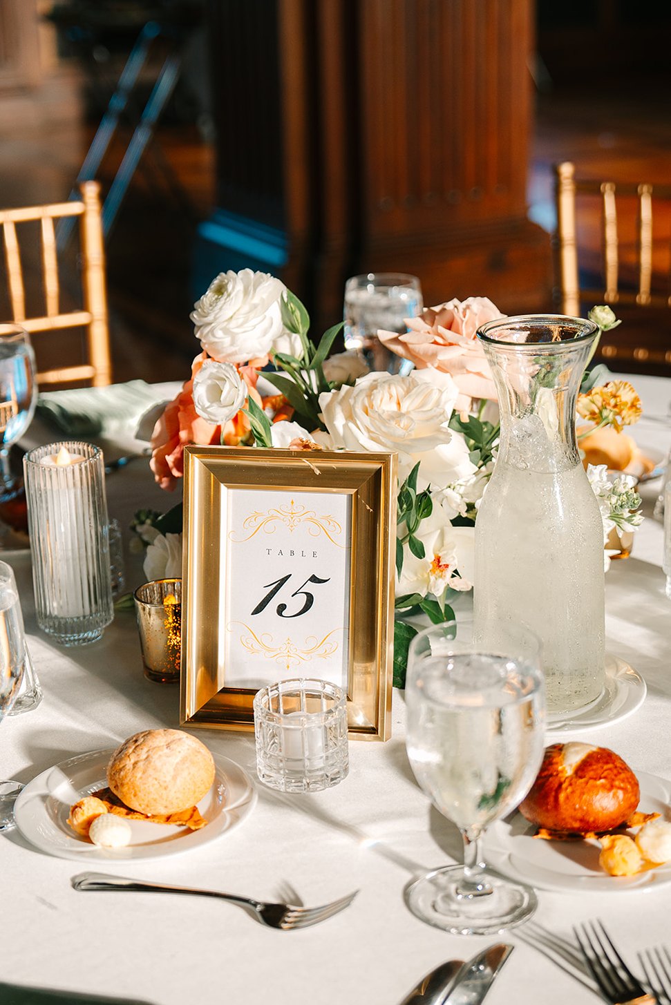 centerpiece done by duet floral for a scottish rite cathedral wedding