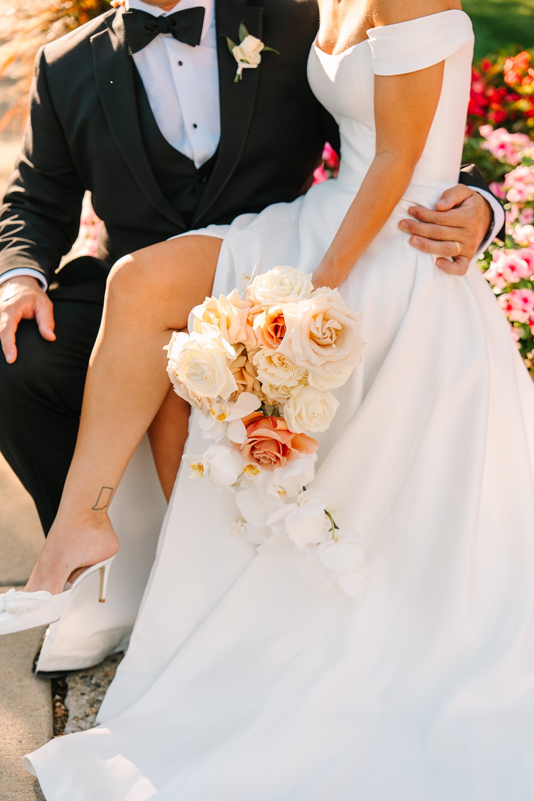 a bride and groom at their scottish rite cathedral wedding