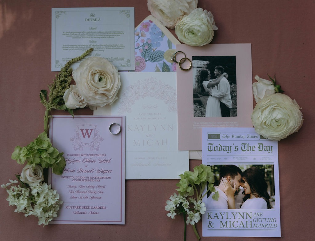 the wedding details at the mustard seed garden center wedding