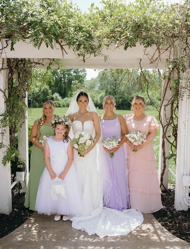 the bridal party at their mustard seed wedding
