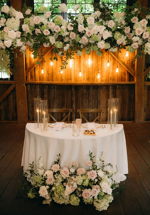 the floral ladder at the mustard seed garden wedding