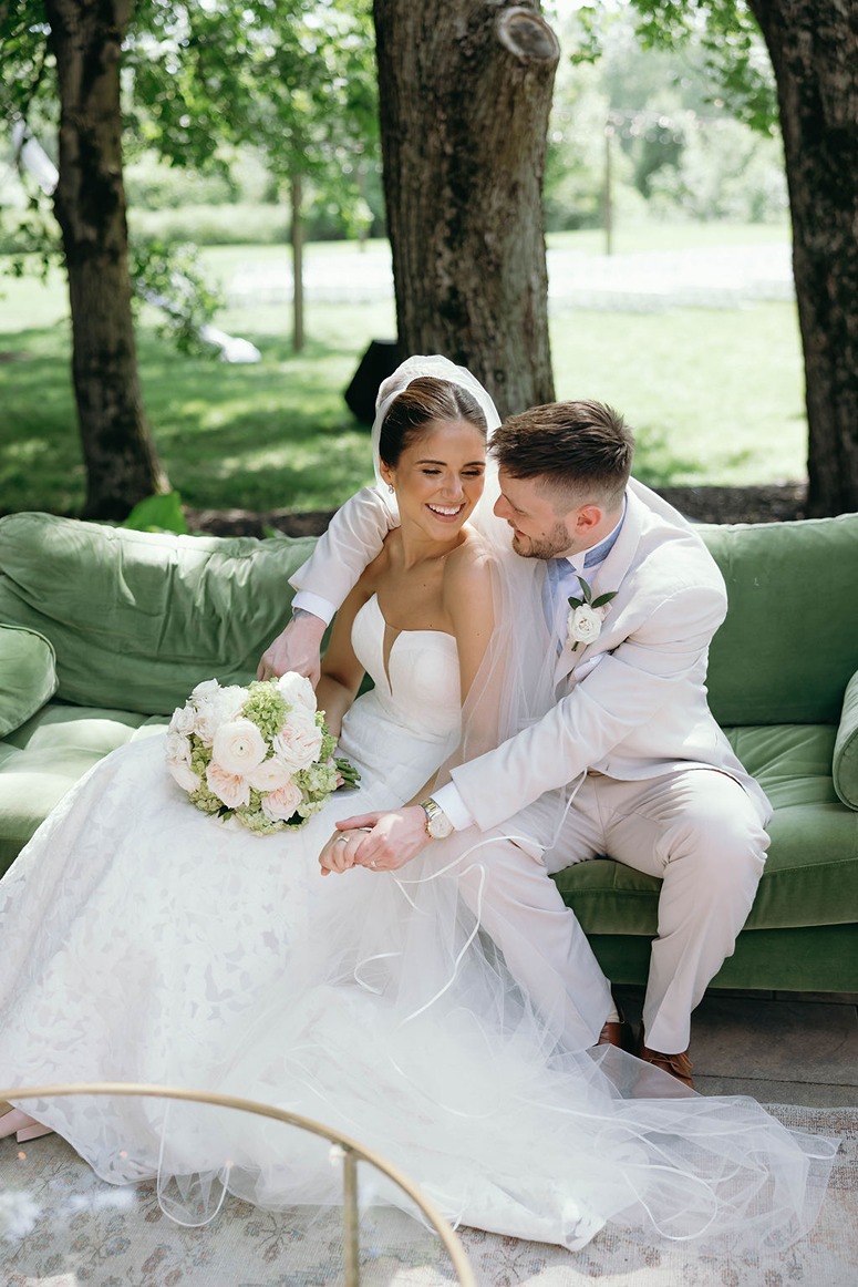 the bride and groom in their mustard seed garden wedding photos