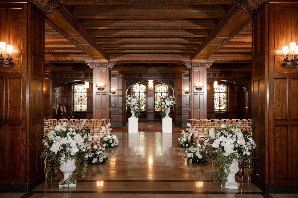 south lounger ceremony setup at scottish rite cathedral