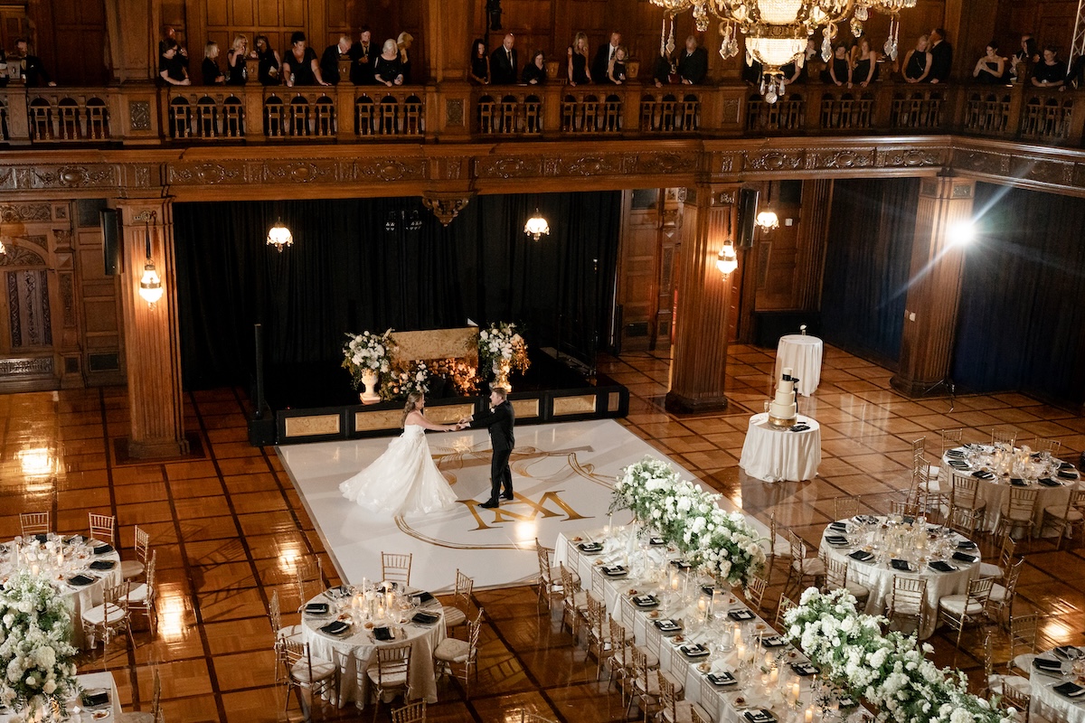 couple dancing at ballroom in scottish rite cathaderal