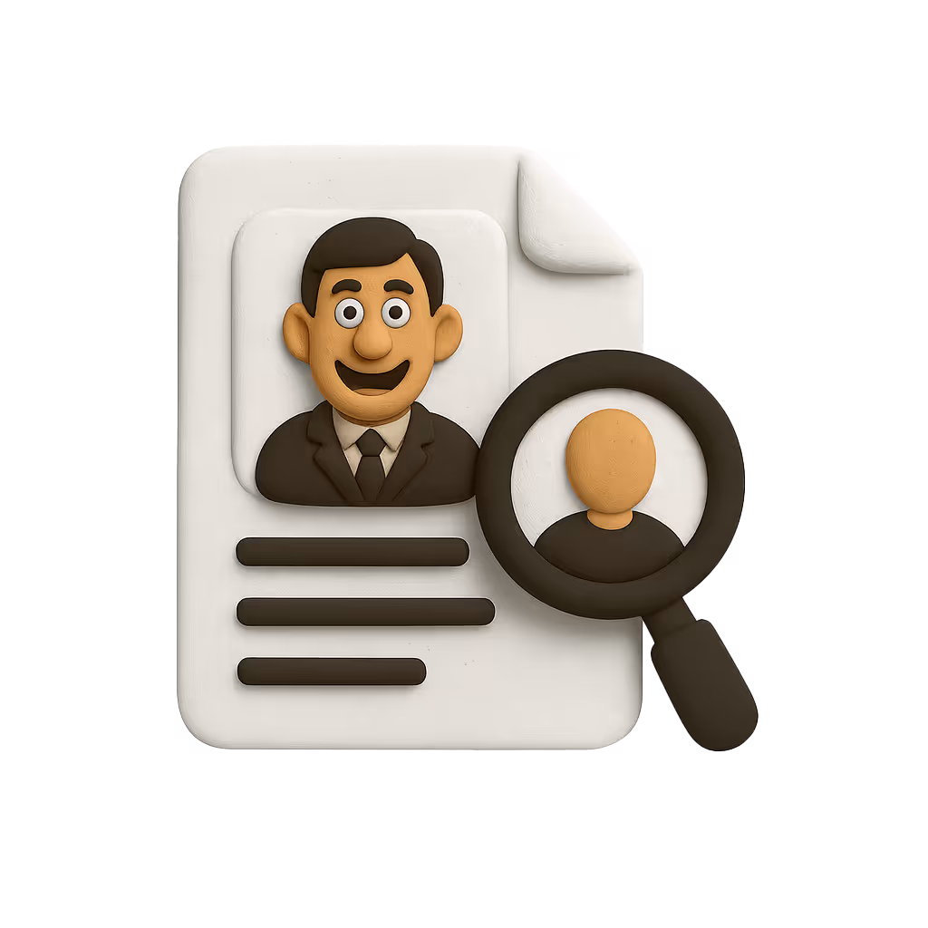 Symbol of a magnifying glass looking for recruitee's profile