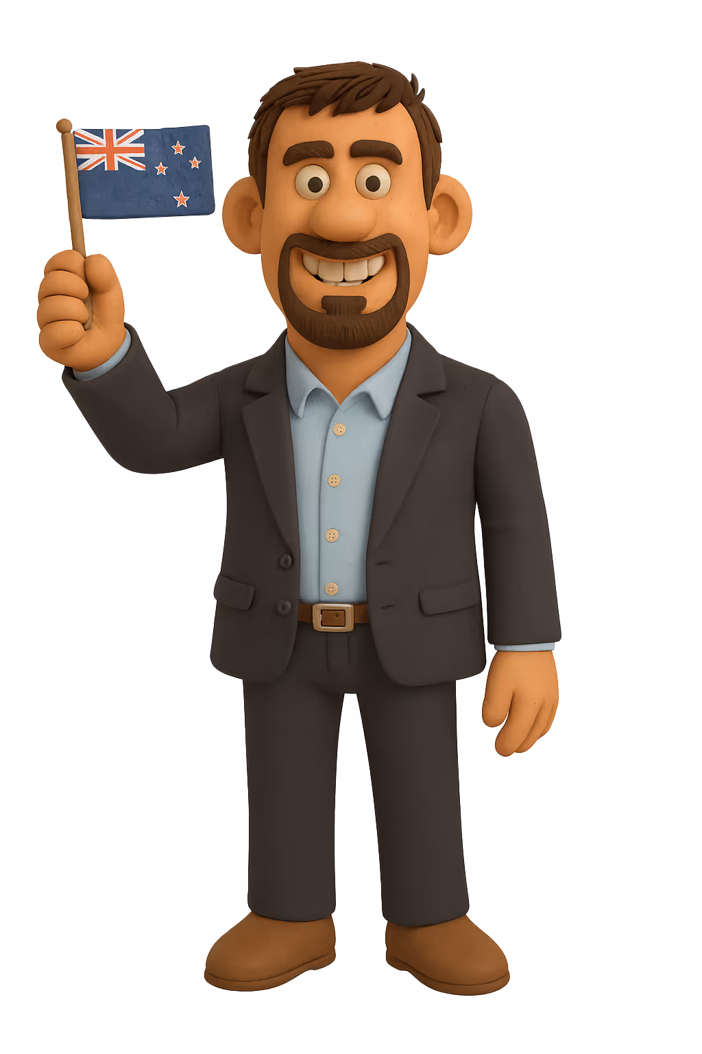 Novabridge team member holding New Zealand flag