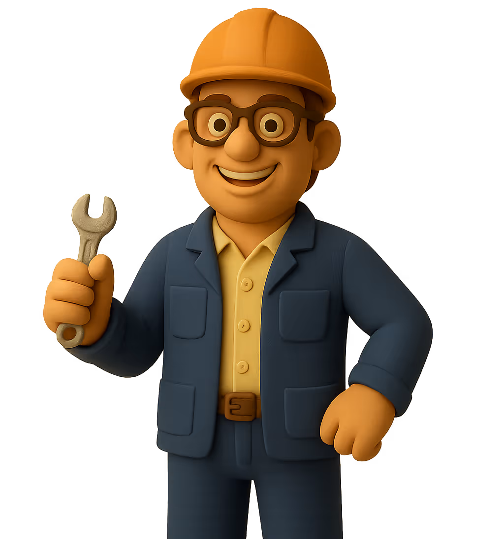 Novabridge team member holding a wrench, wearing hard hat