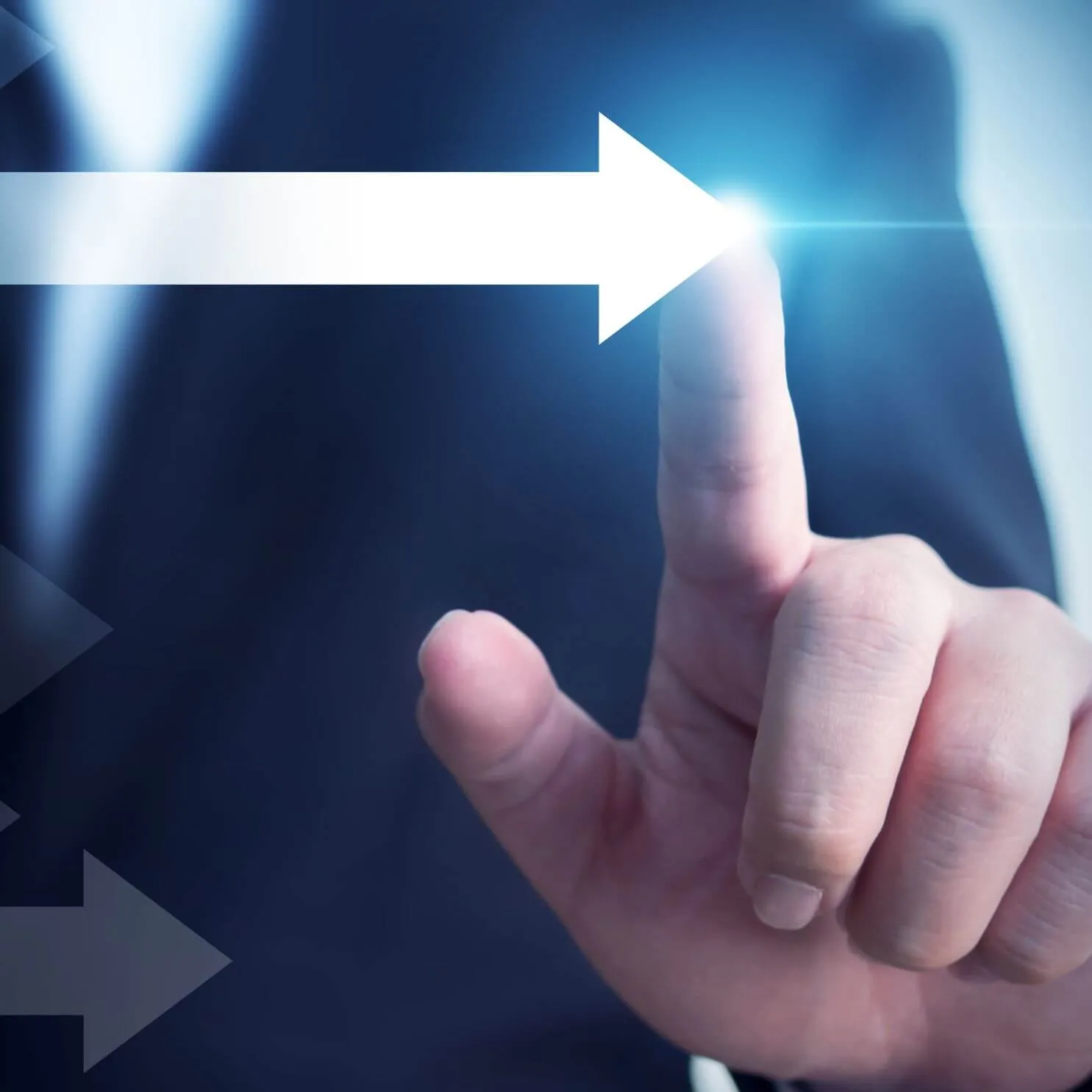 A hand drawing an arrow that represents moving forward