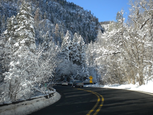 A snowy northern Arizona road.