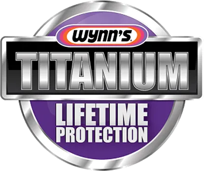 Wynn's Titanium Lifetime Protection logo with metallic and purple design.