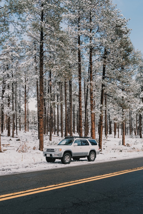 A vehicle parked on the side of the road in northern arizona.