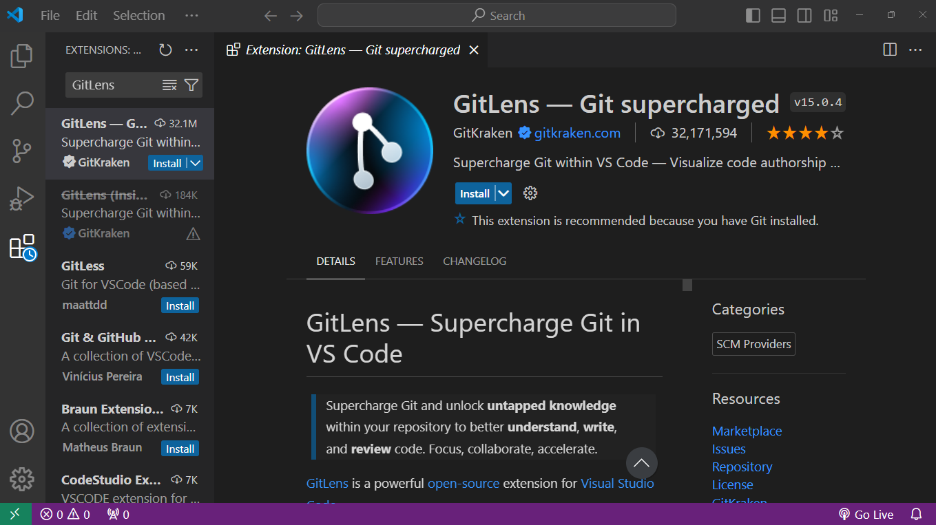 VSCode GitLens extension