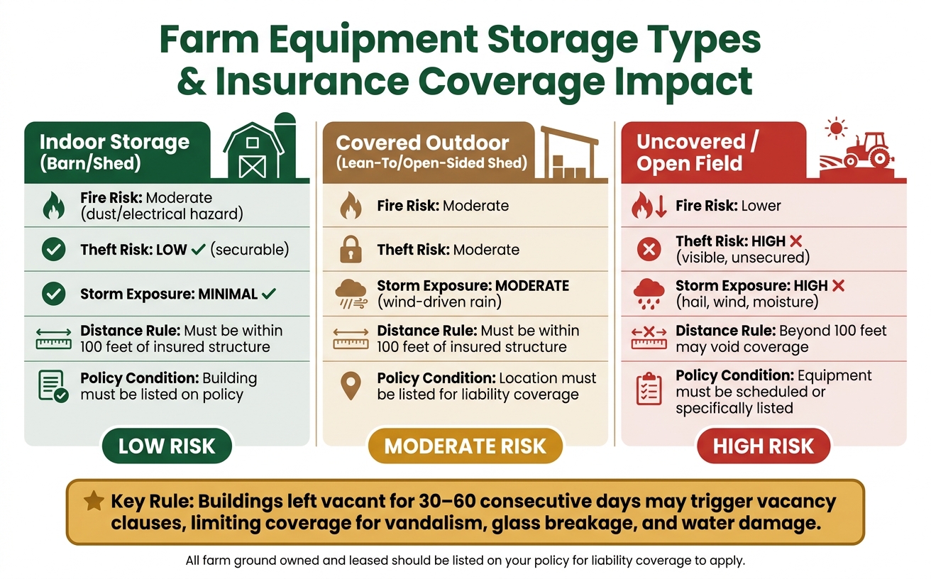 Farm Equipment Storage Types & Insurance Coverage Impact