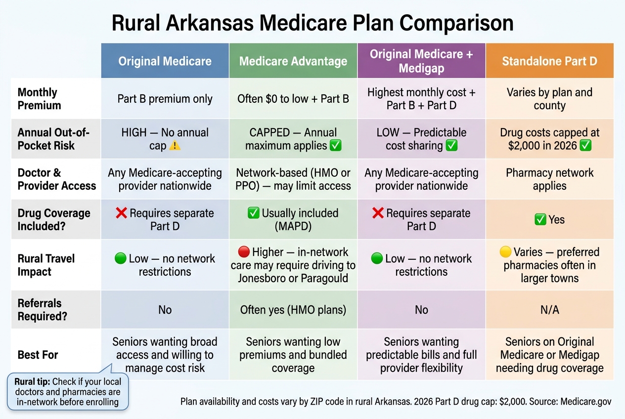 Rural Arkansas Medicare Plan Comparison: Costs, Access & Coverage