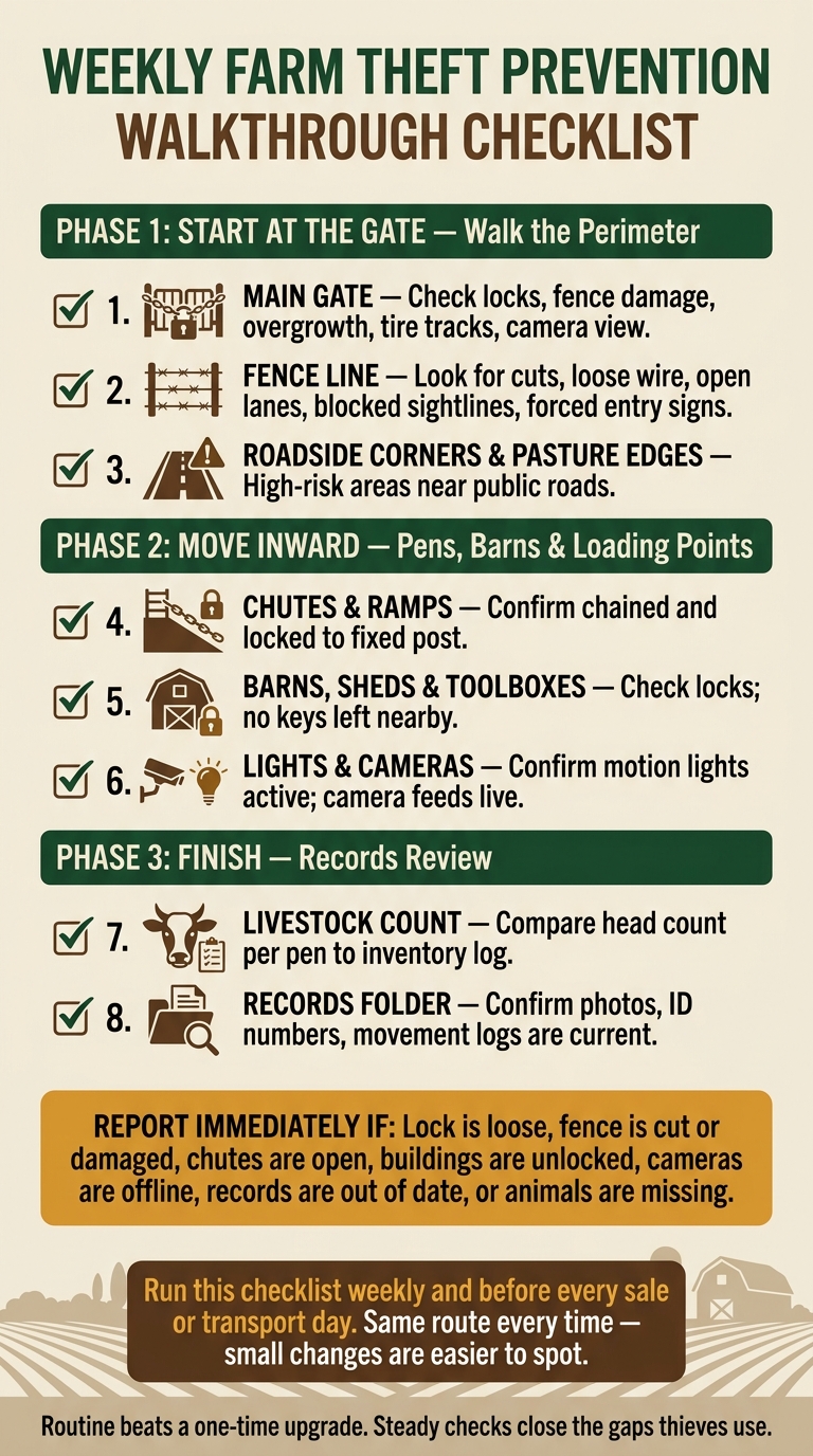 Weekly Farm Theft Prevention Walkthrough Checklist