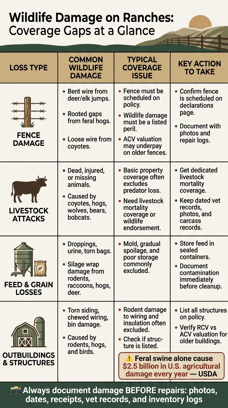 Wildlife Damage on Ranches: Coverage Gaps at a Glance