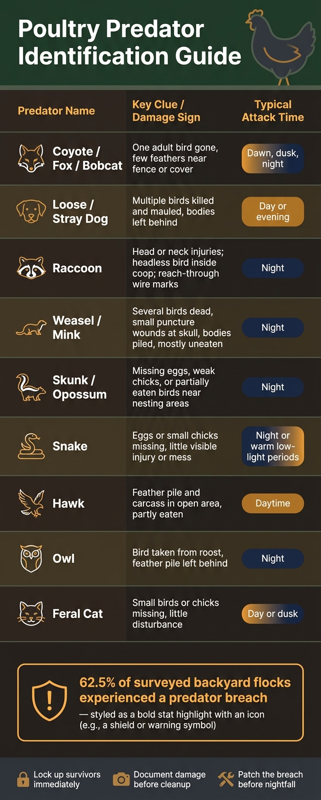 Poultry Predator Identification Guide: Clues, Timing & Signs
