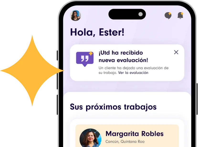 A phone with a screenshot from the Yazta app