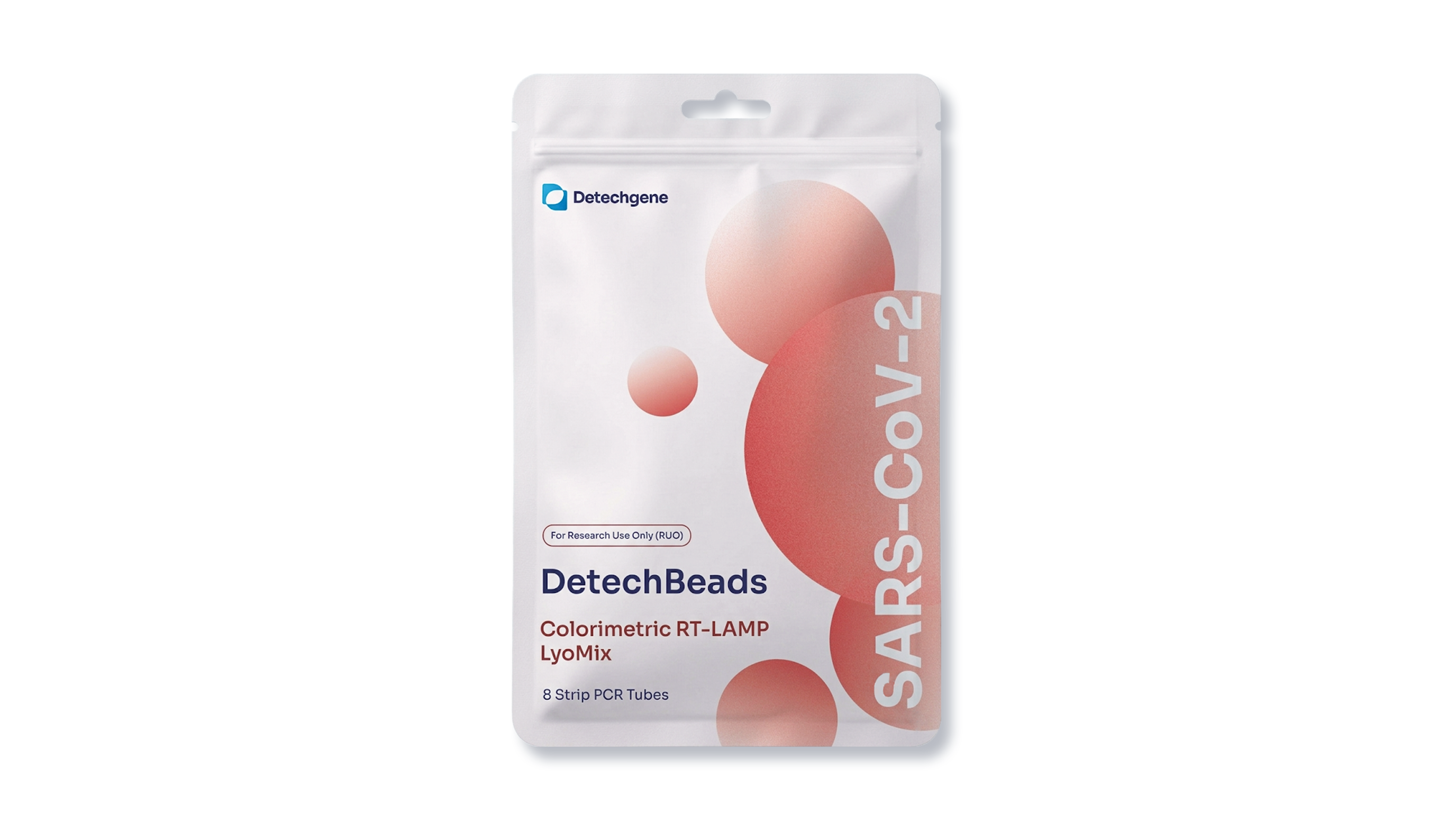Packet of DetechBeads Colorimetric RT-LAMP LyoMix for SARS-CoV-2 with 8 strip PCR tubes
