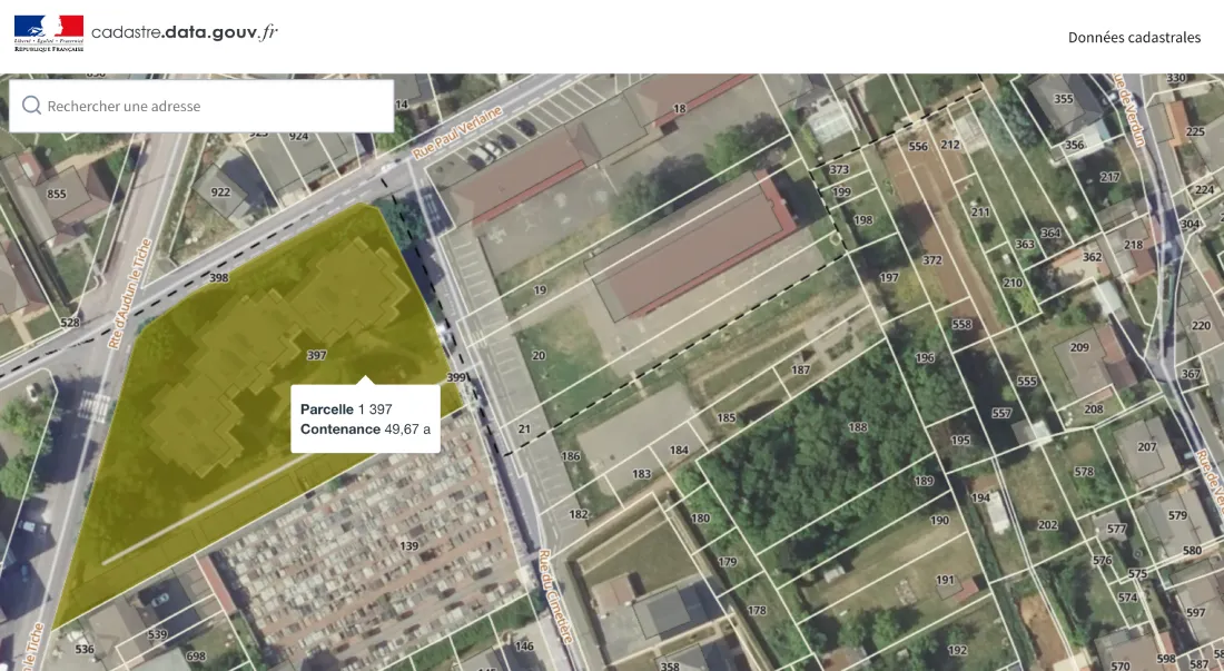 capture d'écran : plan cadastrale
