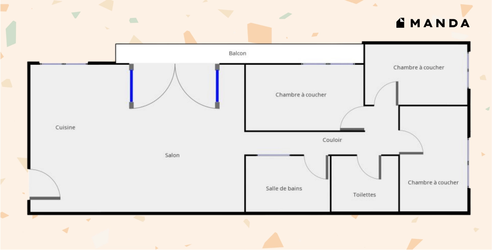 plan d'un appartement adapté à la colocation
