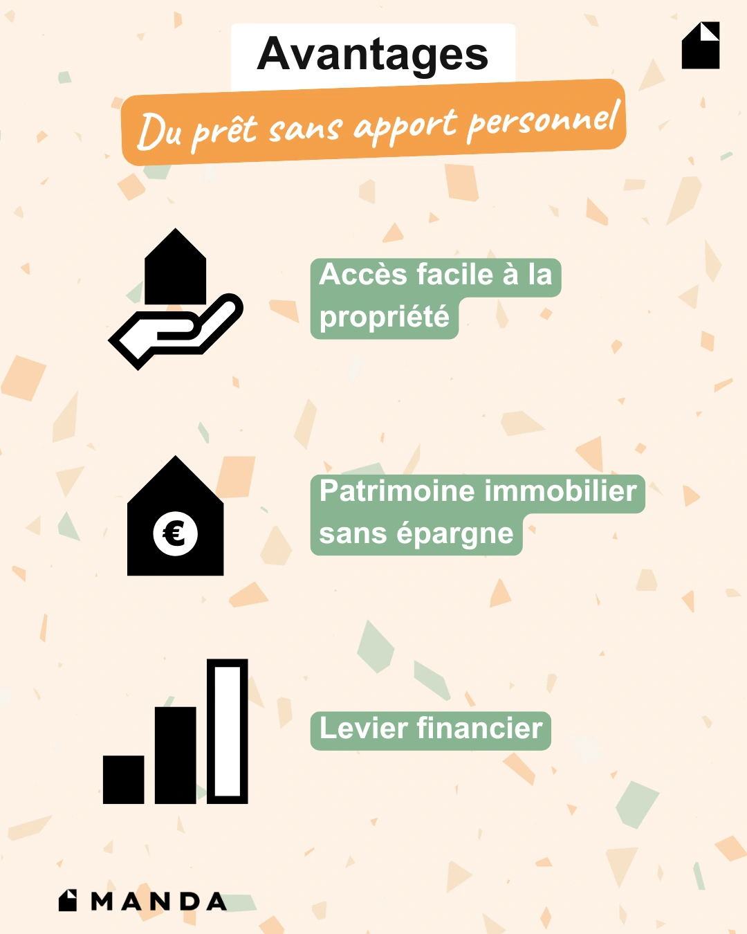 infographie : avantages du prêt sans apport personnel