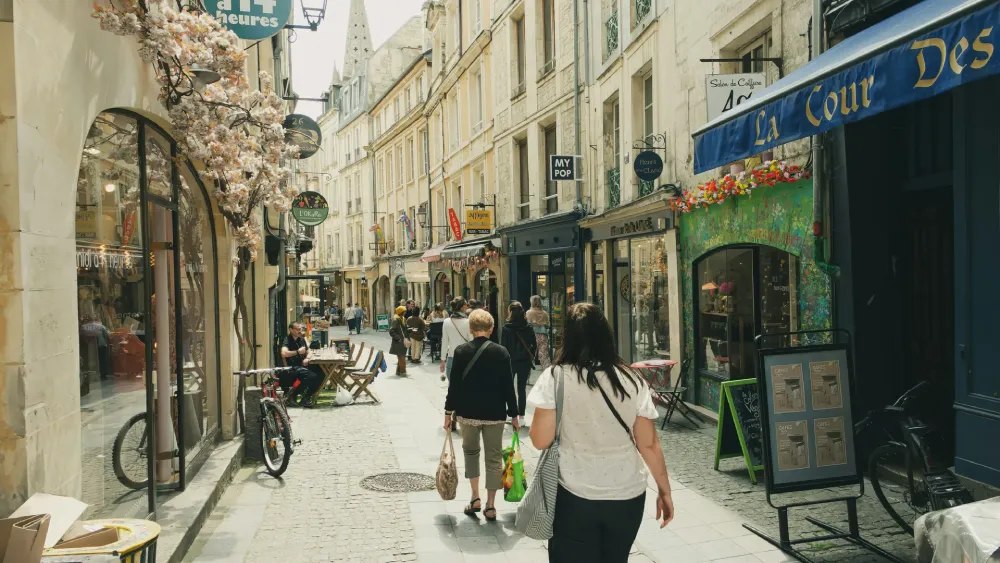 a pedestrian street in Caen city, France